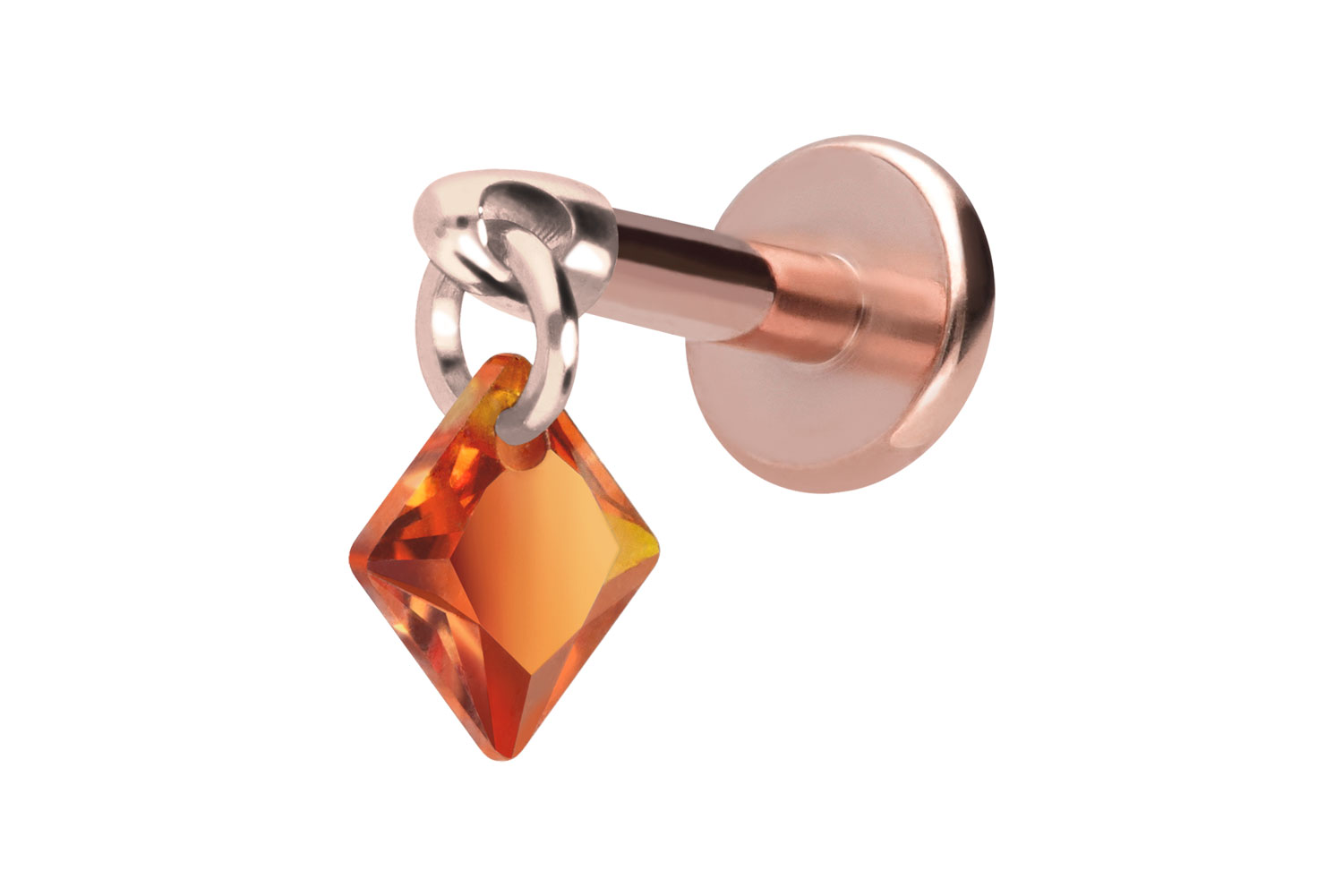 Titan Labret Piercing mit Innengewinde KRISTALLQUADRAT